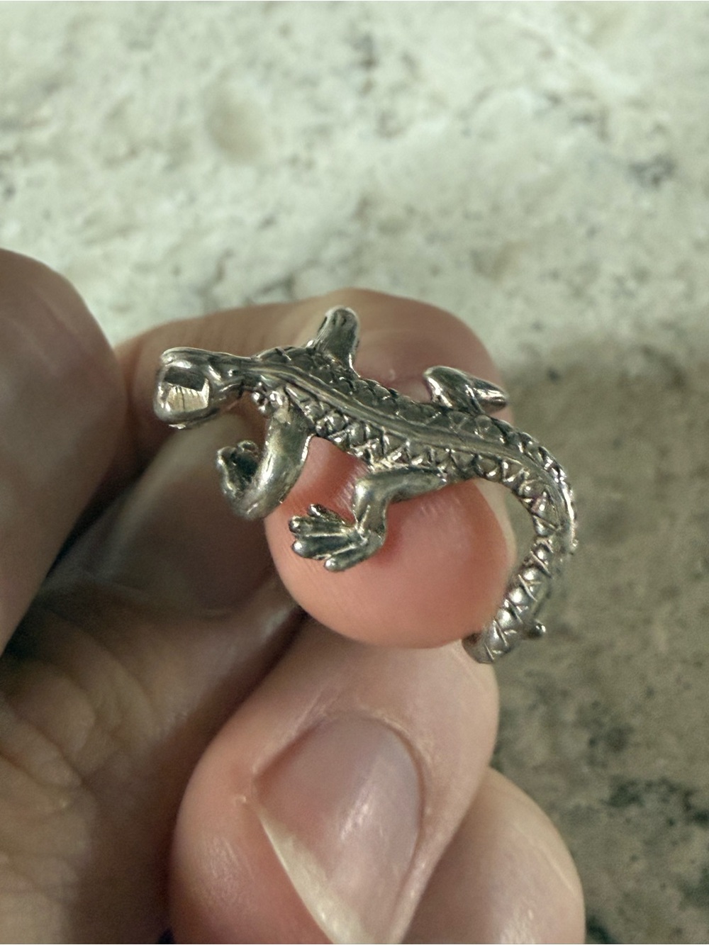 Vintage Sterling Silver Lizard Ear Climber ear cuff  - Silver